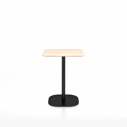 Table café 2 Inch base plaque Emeco — Carrée 60 cm, plateau accoya, base noir thermolaqué | Antifer