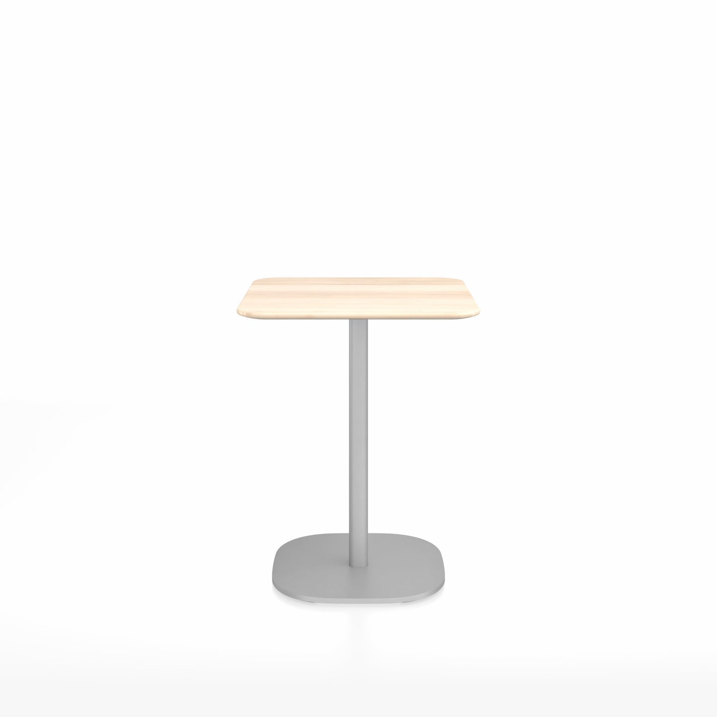 Table café 2 Inch base plaque Emeco — Carrée 60 cm, plateau accoya, base aluminium brossé | Antifer