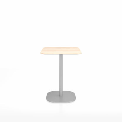Table café 2 Inch base plaque Emeco — Carrée 60 cm, plateau accoya, base aluminium brossé | Antifer