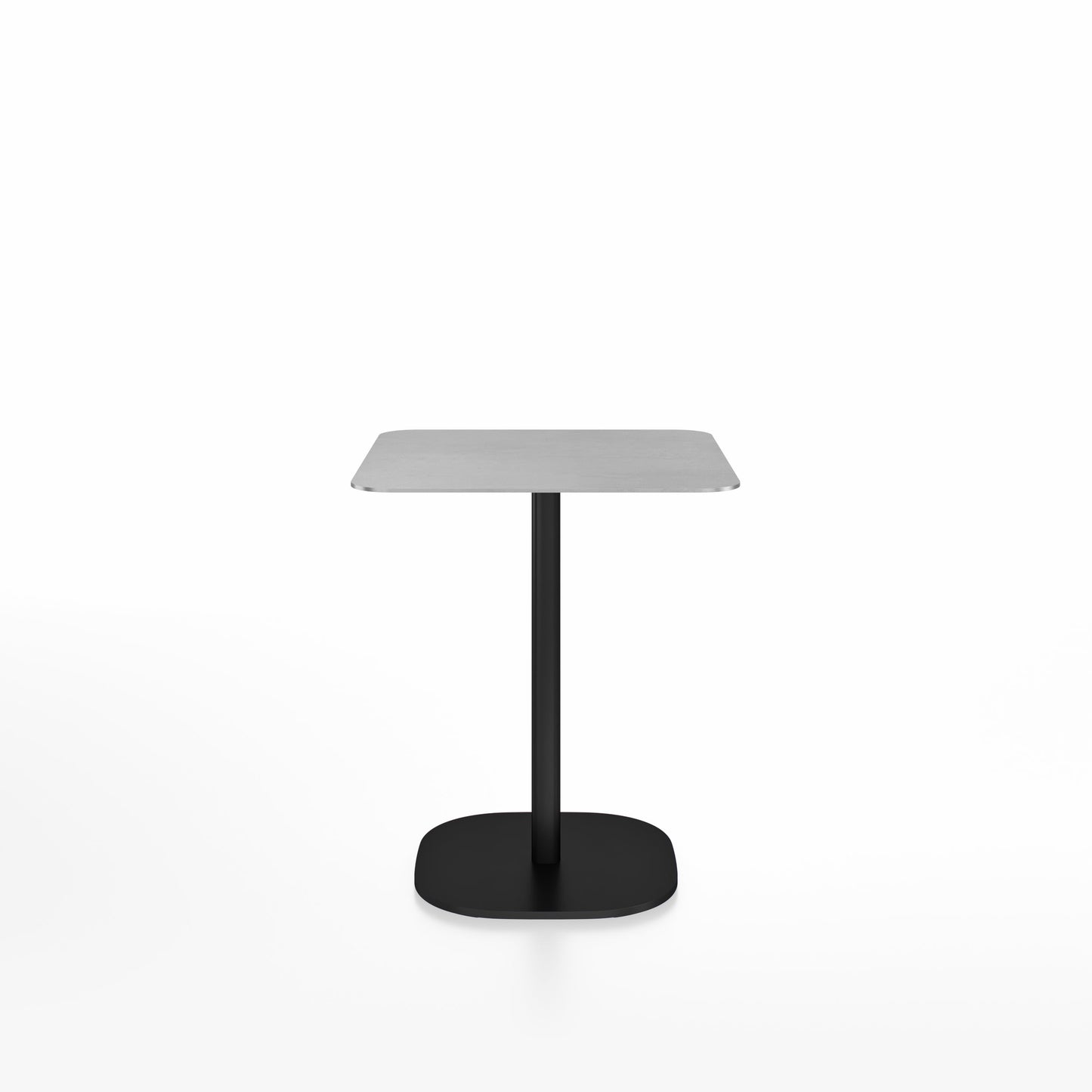 Table café 2 Inch base plaque Emeco — Carrée 60 cm, plateau aluminium brossé, base noir thermolaqué | Antifer