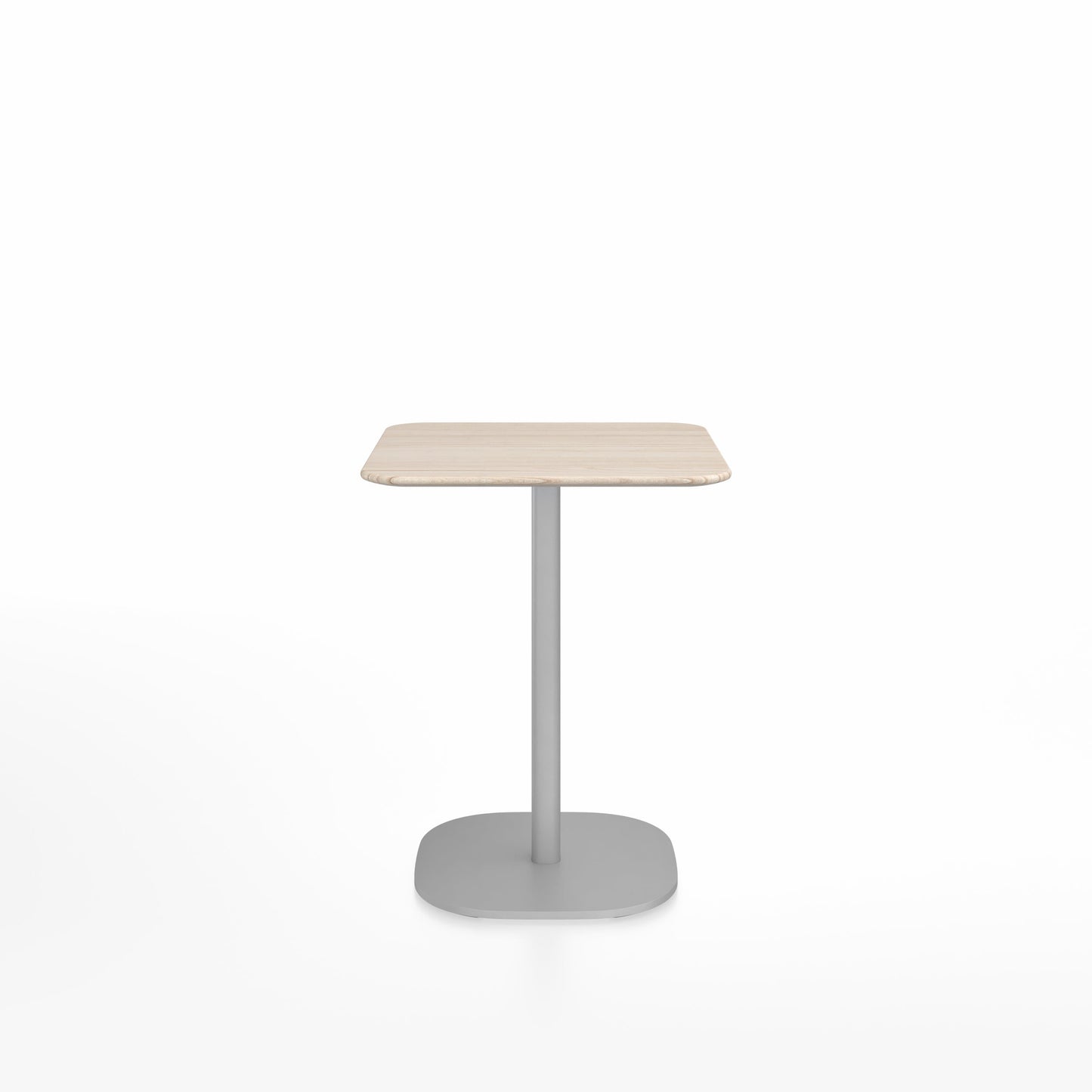 Table café 2 Inch base plaque Emeco — Carrée 60 cm, plateau frêne, base aluminium brossé | Antifer
