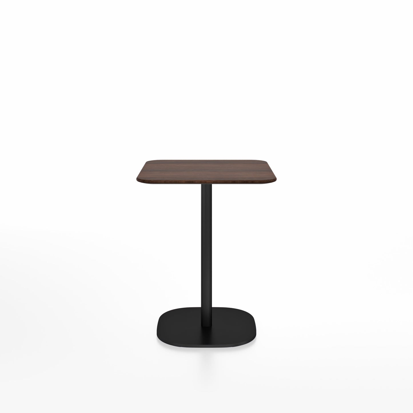 Table café 2 Inch base plaque Emeco — Carrée 60 cm, plateau noyer, base noir thermolaqué | Antifer