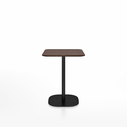 Table café 2 Inch base plaque Emeco — Carrée 60 cm, plateau noyer, base noir thermolaqué | Antifer