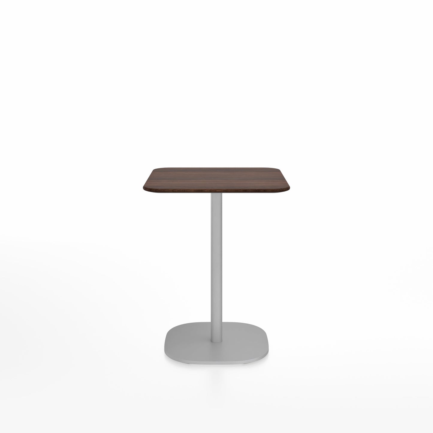 Table café 2 Inch base plaque Emeco — Carrée 60 cm, plateau noyer, base aluminium brossé | Antifer