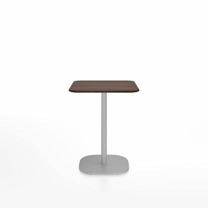 Table café 2 Inch base plaque Emeco — Carrée 60 cm, plateau noyer, base aluminium brossé | Antifer