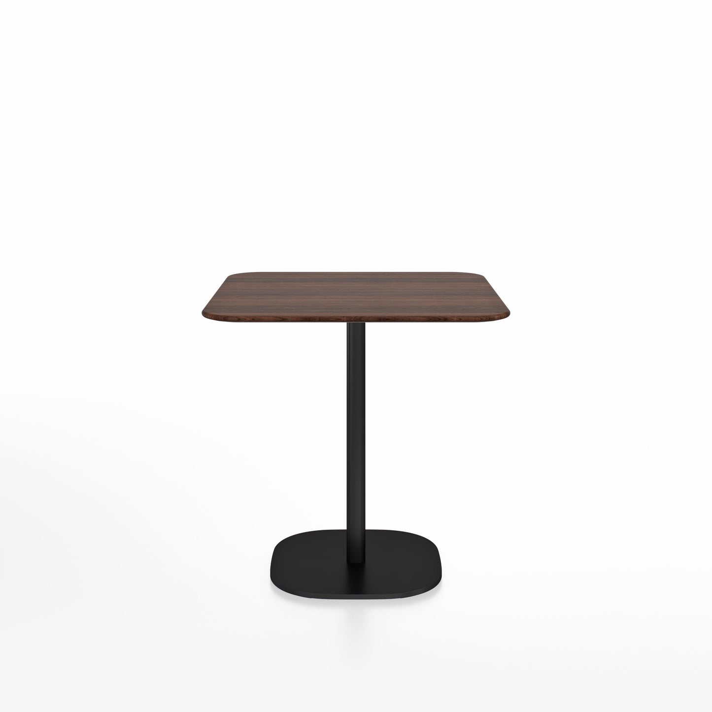 Table café 2 Inch base plaque Emeco — Carrée 76 cm, plateau noyer, base noir thermolaqué | Antifer