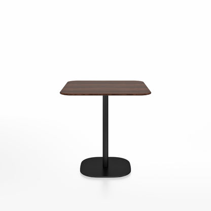 Table café 2 Inch base plaque Emeco — Carrée 76 cm, plateau noyer, base noir thermolaqué | Antifer