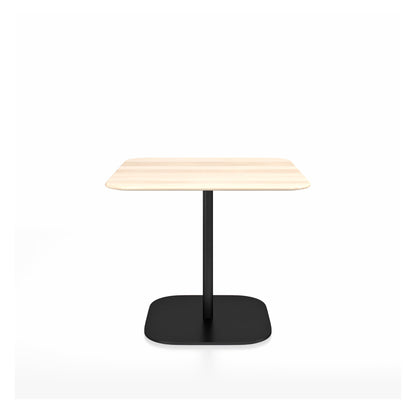 Table café 2 Inch base plaque Emeco — Carrée 91 cm, plateau accoya, base noir thermolaqué | Antifer