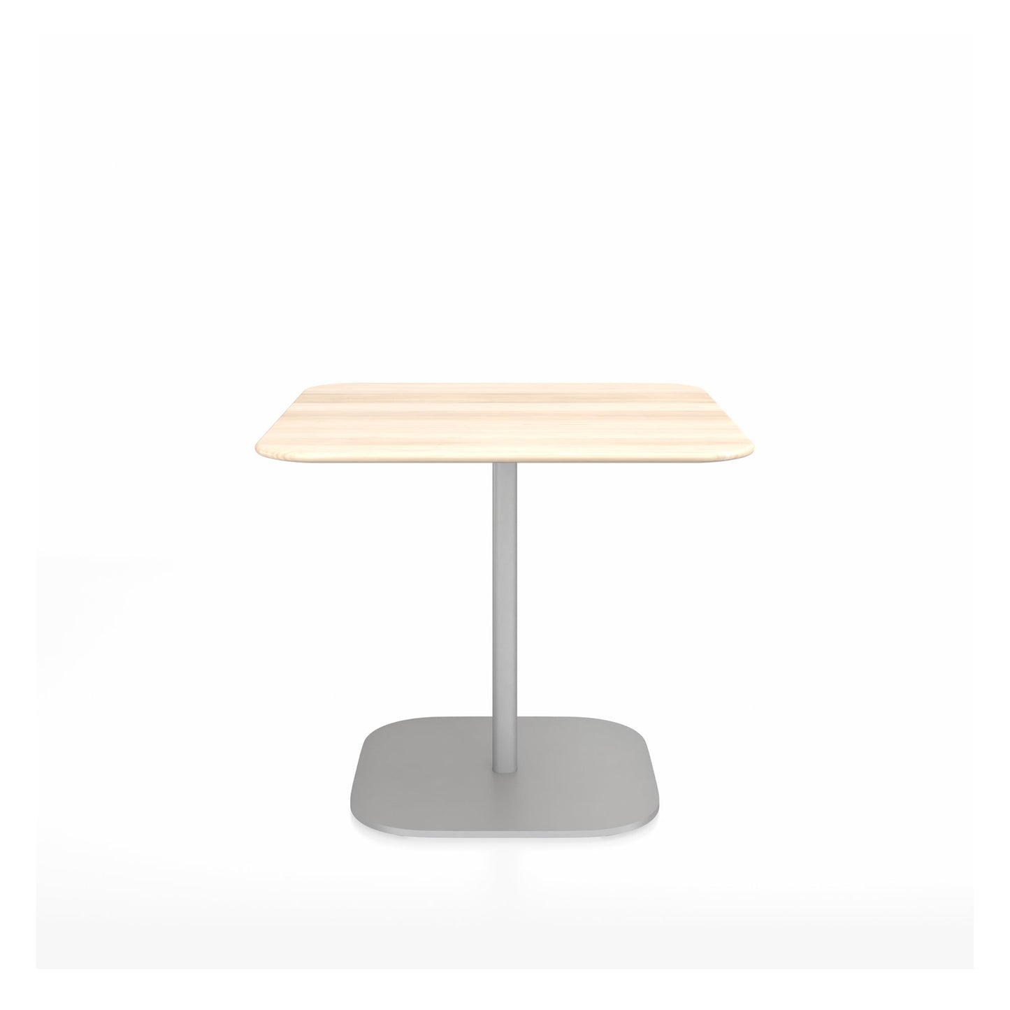 Table café 2 Inch base plaque Emeco — Carrée 91 cm, plateau accoya, base aluminium brossé | Antifer