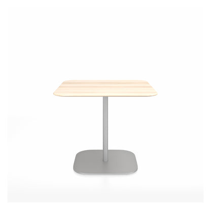Table café 2 Inch base plaque Emeco — Carrée 91 cm, plateau accoya, base aluminium brossé | Antifer