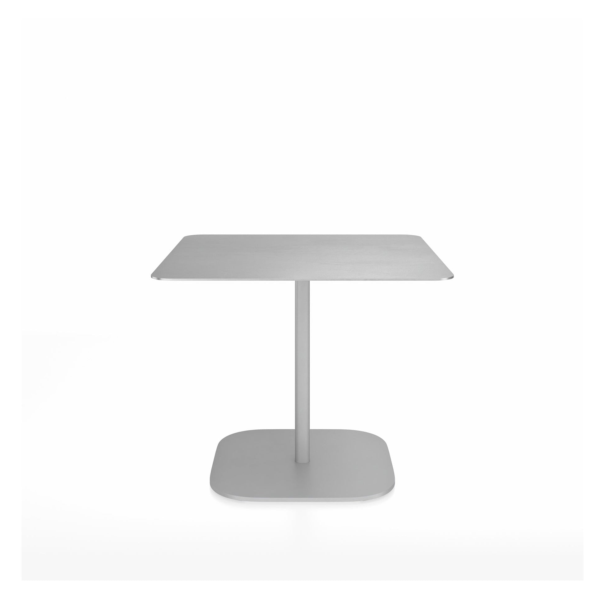 Table café Emeco 2 Inch base plate carrée 91 cm, plateau aluminium brossé