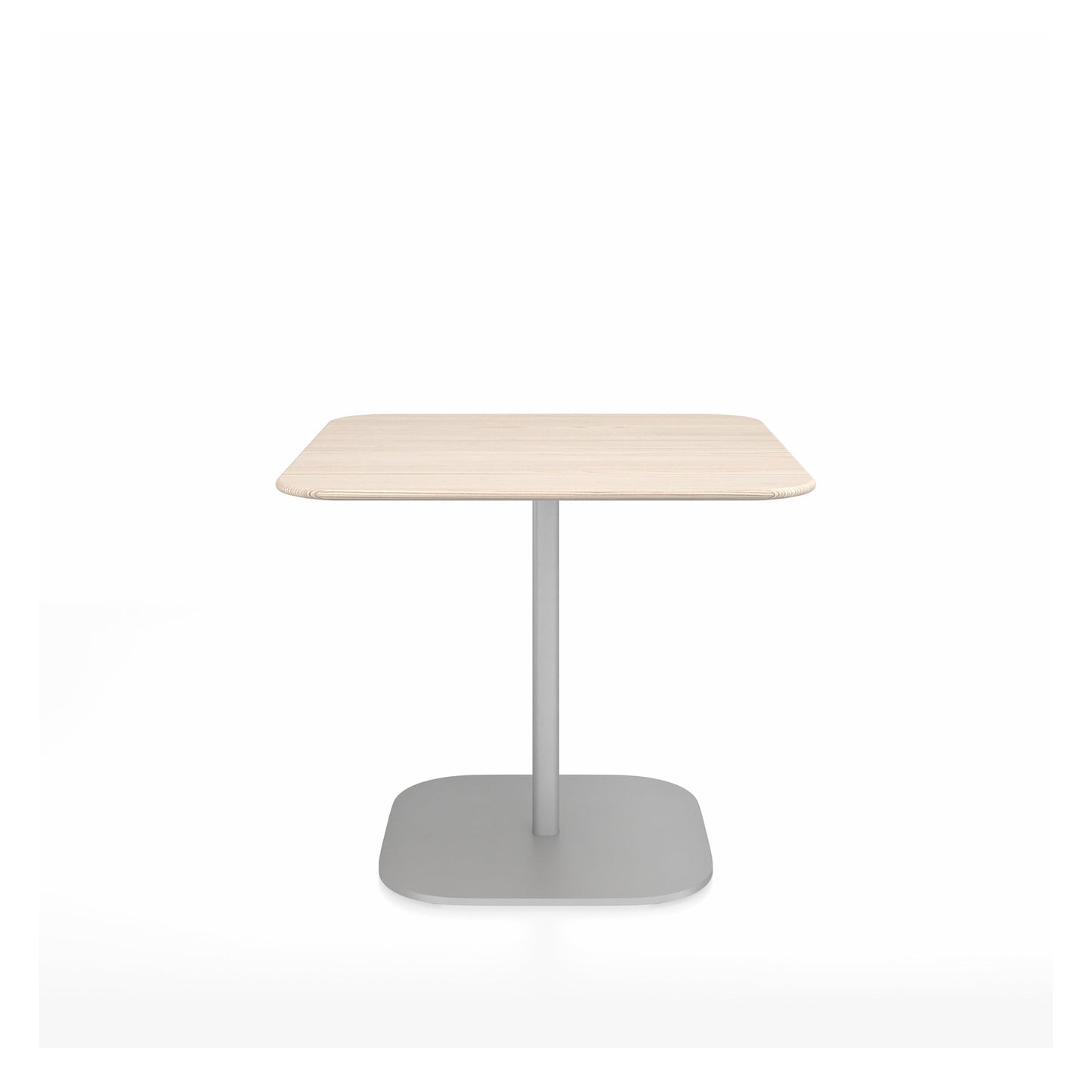 Table café 2 Inch base plaque Emeco — Carrée 91 cm, plateau frêne, base aluminium brossé | Antifer