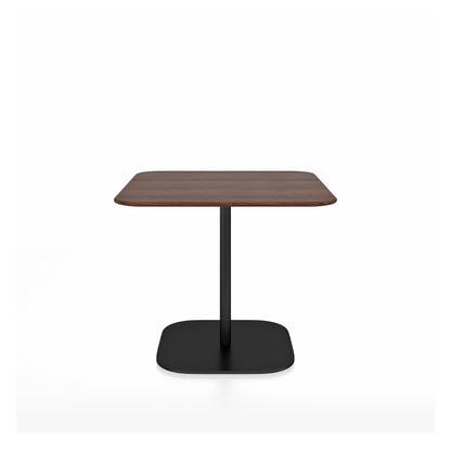 Table café 2 Inch base plaque Emeco — Carrée 91 cm, plateau noyer, base noir thermolaqué | Antifer
