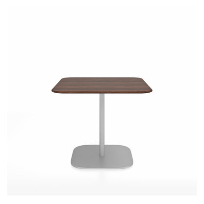 Table café 2 Inch base plaque Emeco — Carrée 91 cm, plateau noyer, base aluminium brossé | Antifer