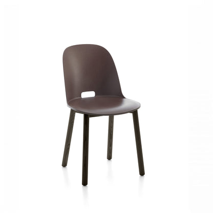 Chaise Emeco Alfi, dossier haut, frêne teinté foncé, brun foncé