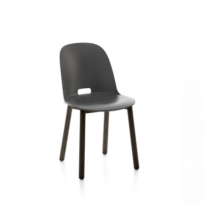 Chaise Emeco Alfi, dossier haut, frêne teinté foncé, gris foncé