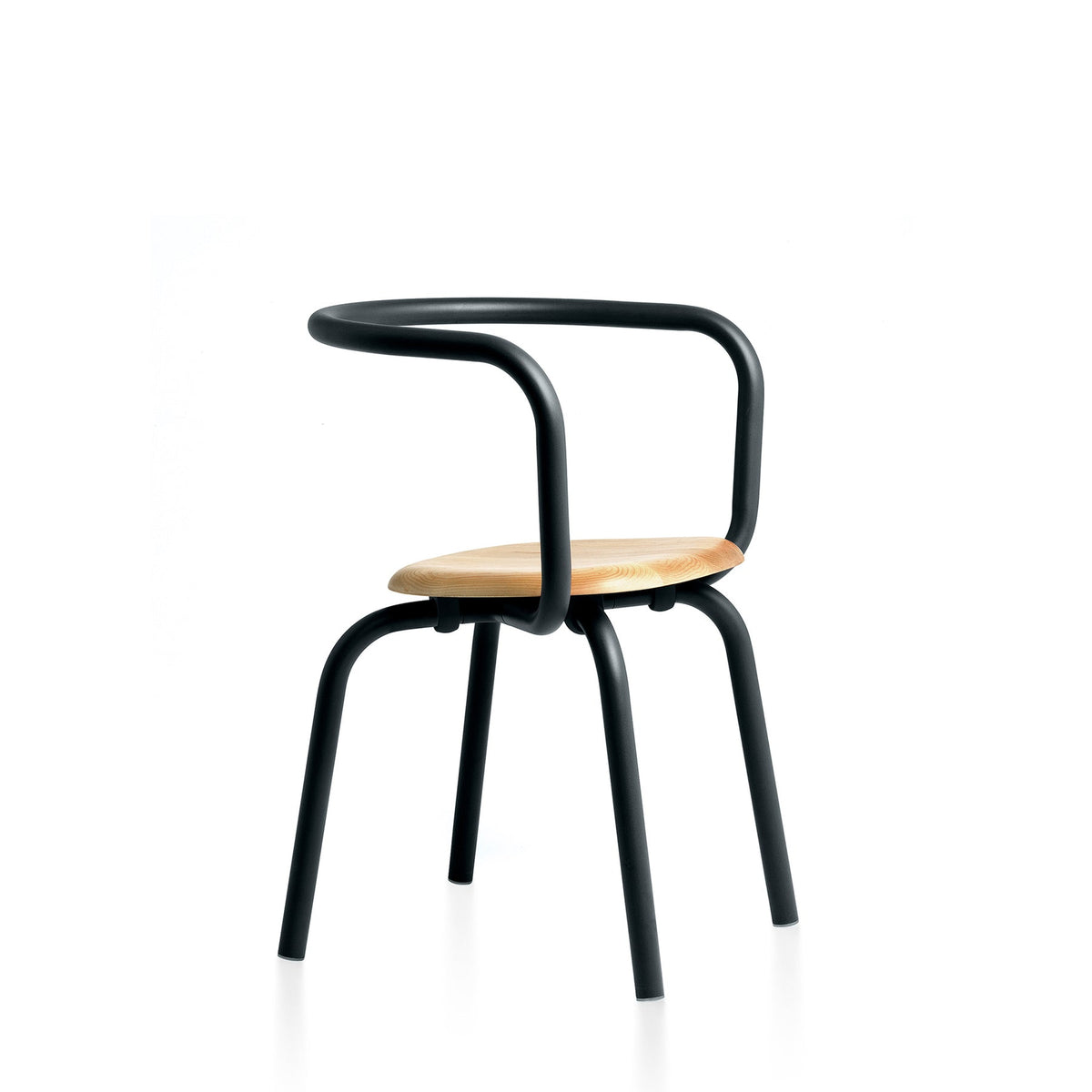 Chaise Emeco Parrish, cadre noir thermolaqué, assise érable