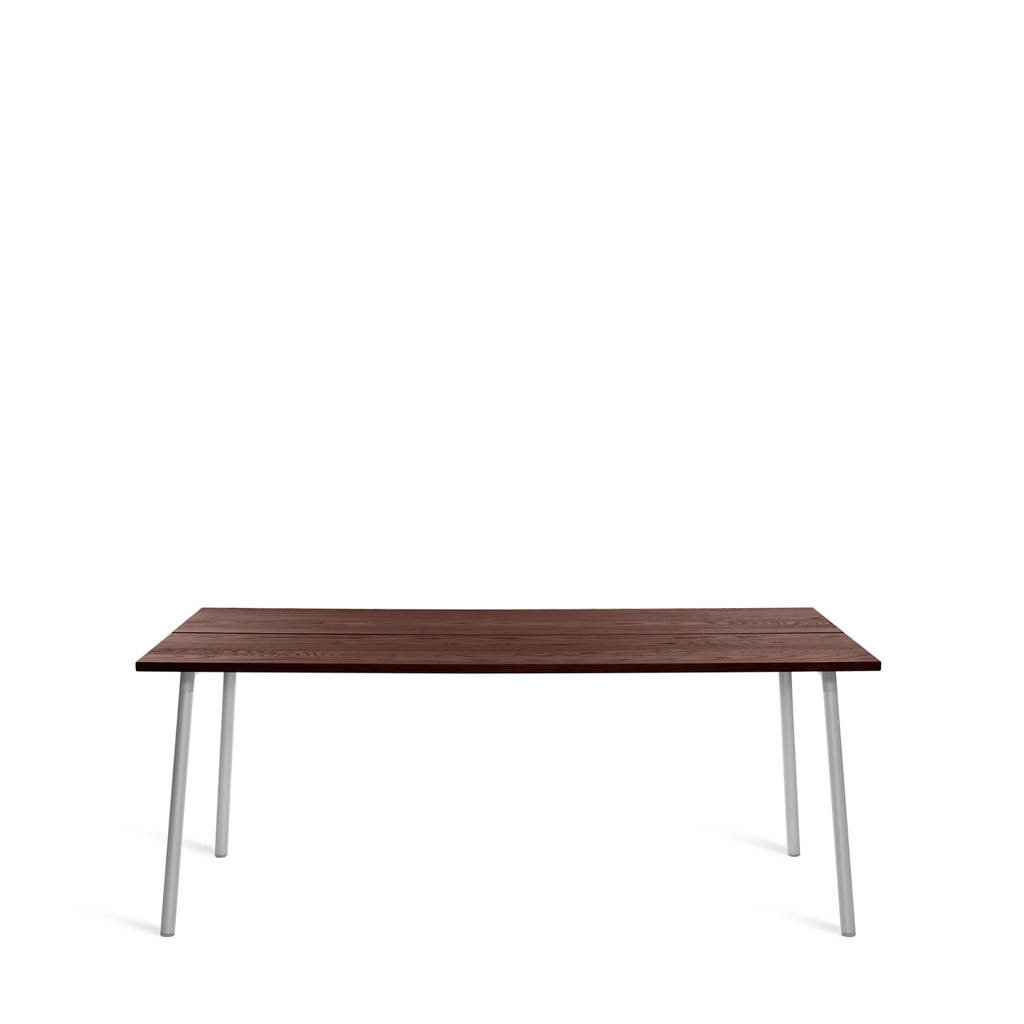 Table de repas Run Emeco plateau noyer massif et structure aluminium design Sam Hecht & Kim Colin version 183 cm