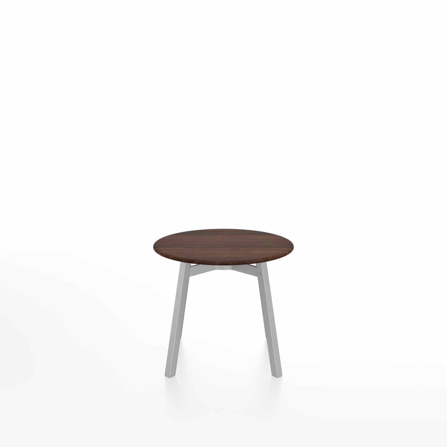 Table basse Emeco SU, plateau noyer, base anodisé clair