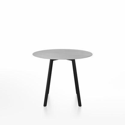 SU Café table 90 cm, aluminium noir, plateau aluminium