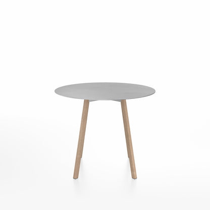 SU Café table 90 cm, chêne massif, plateau aluminium