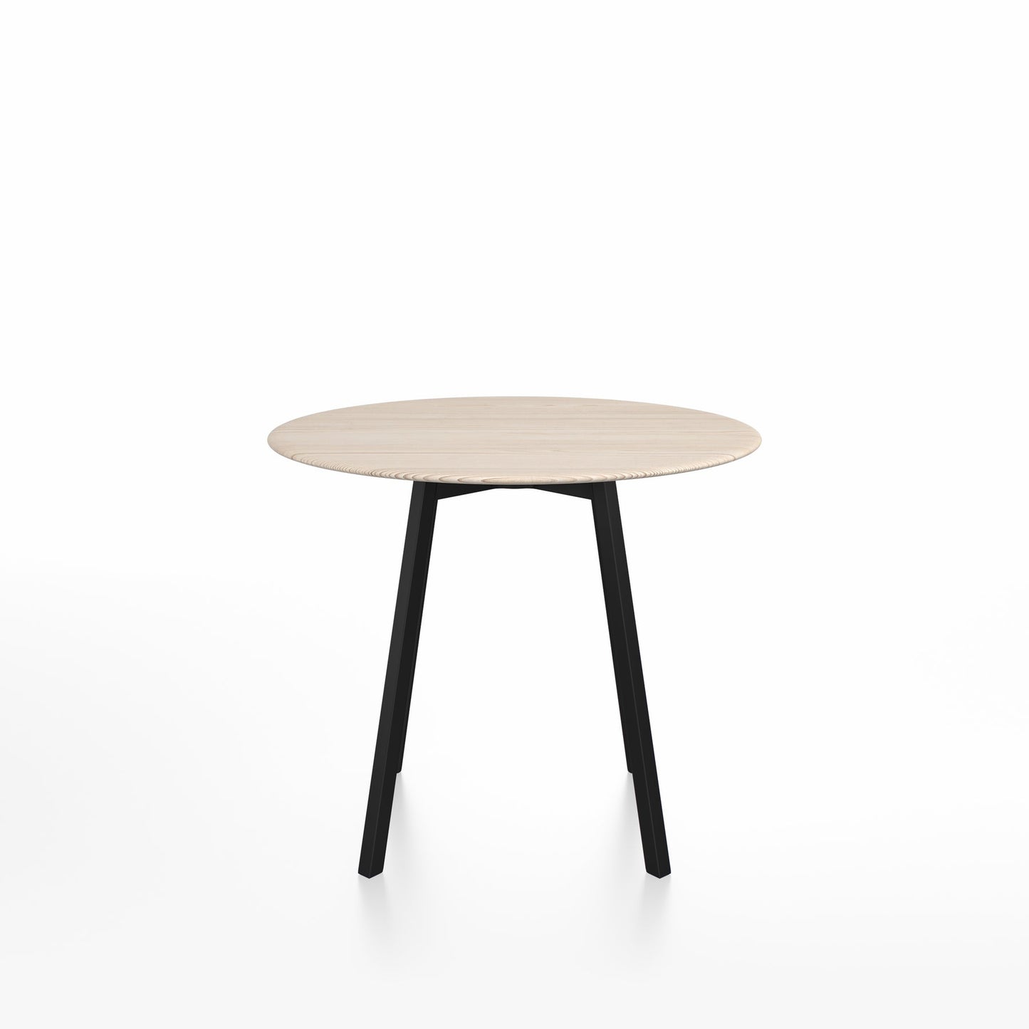 SU Café table 90 cm, aluminium noir, plateau frêne