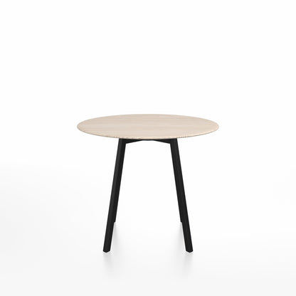 SU Café table 90 cm, aluminium noir, plateau frêne