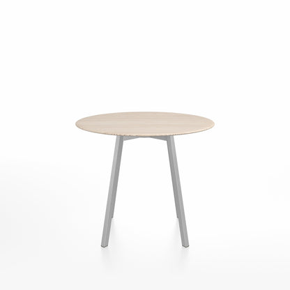 SU Café table 90 cm, aluminium clair, plateau frêne