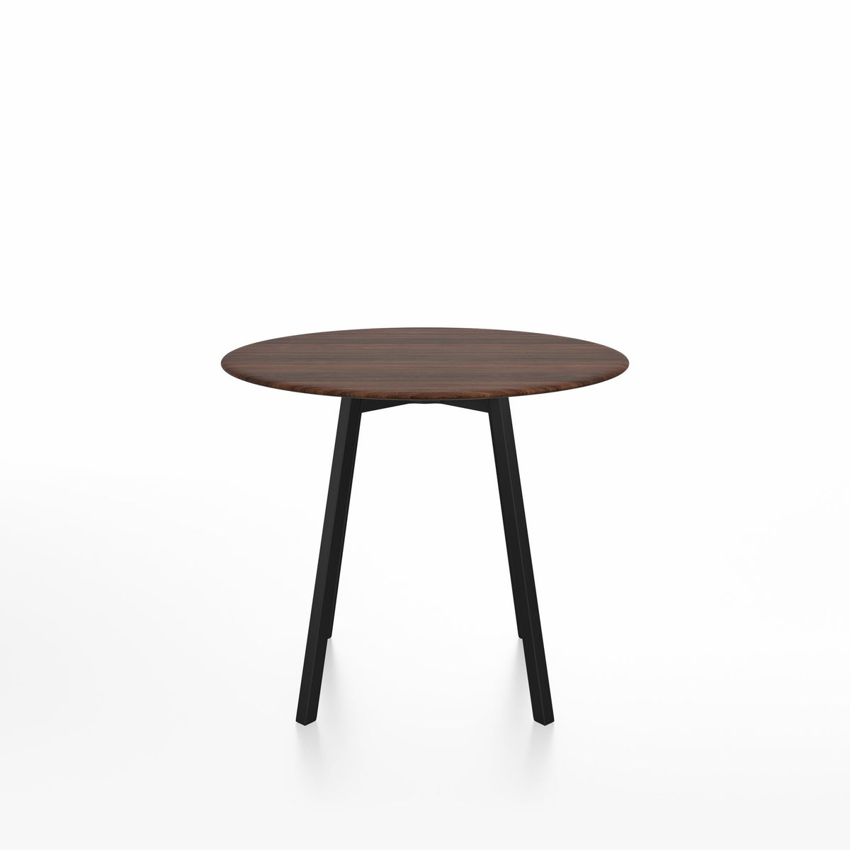 SU Café table 90 cm, aluminium noir, plateau noyer
