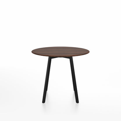SU Café table 90 cm, aluminium noir, plateau noyer