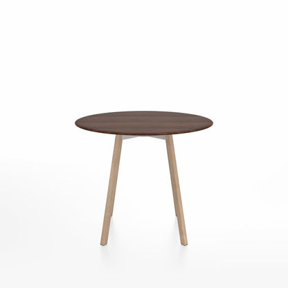 SU Café table 90 cm, chêne massif, plateau noyer