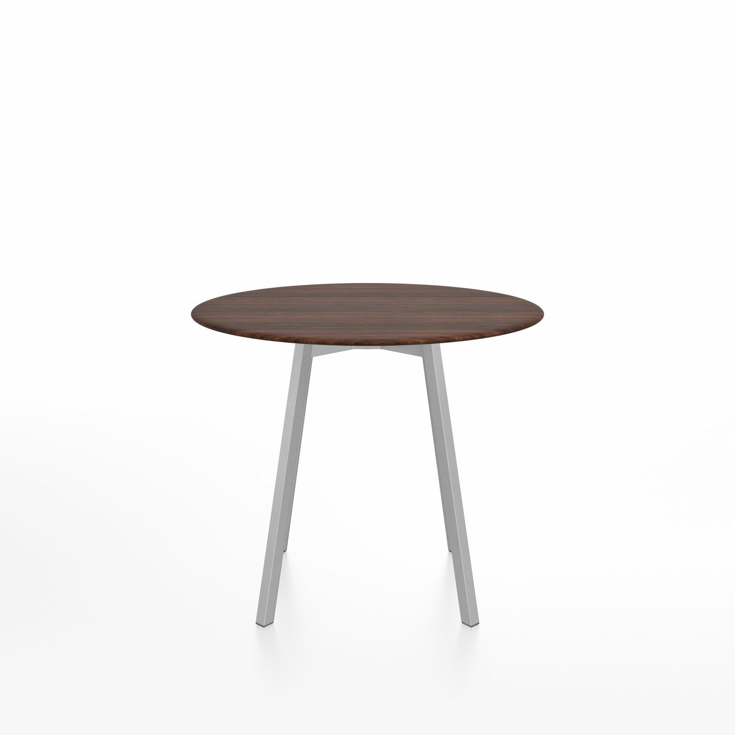 SU Café table 90 cm, aluminium clair, plateau noyer
