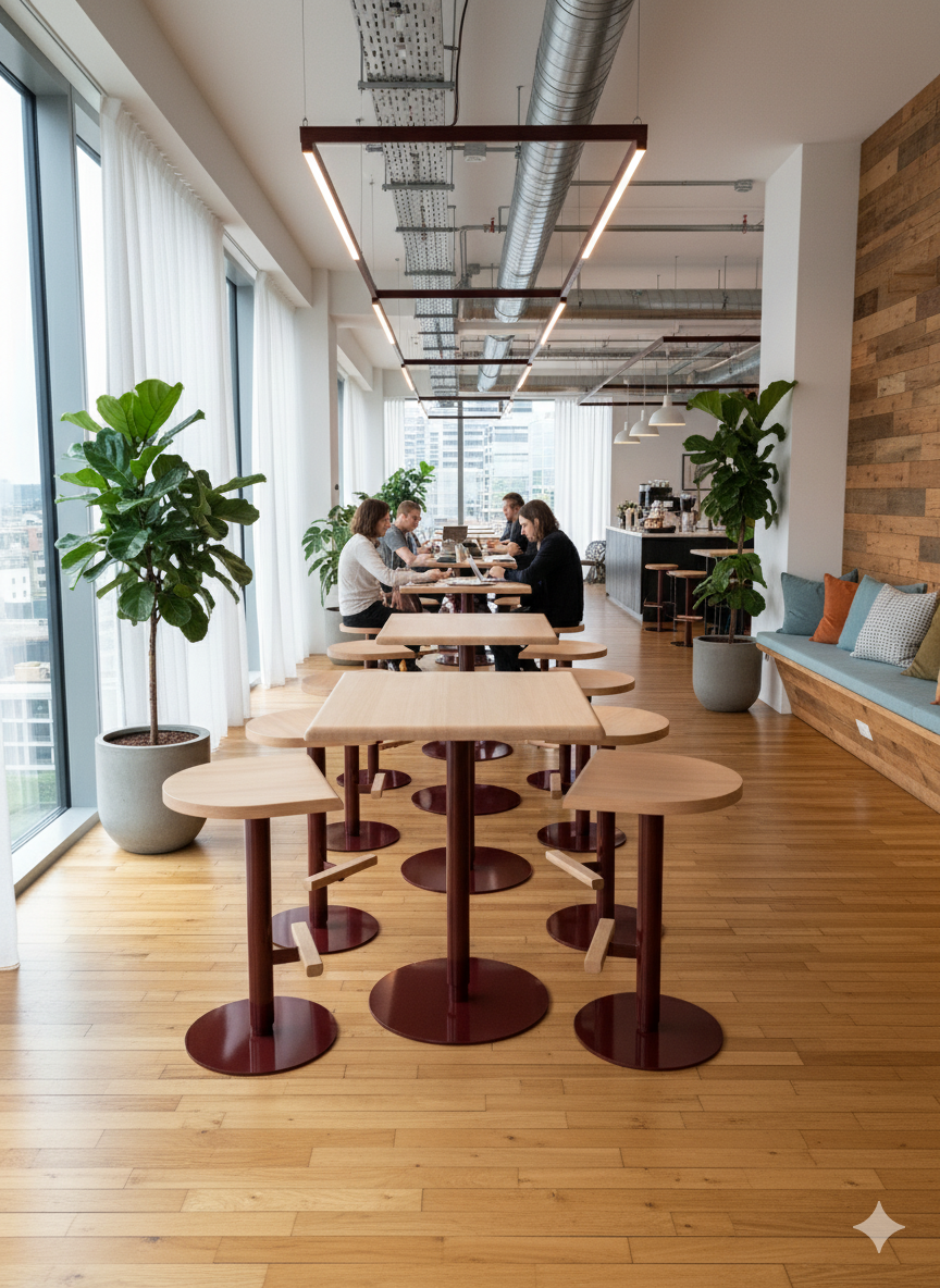 Tabouret ajustable Camarade en hêtre et acier bureau