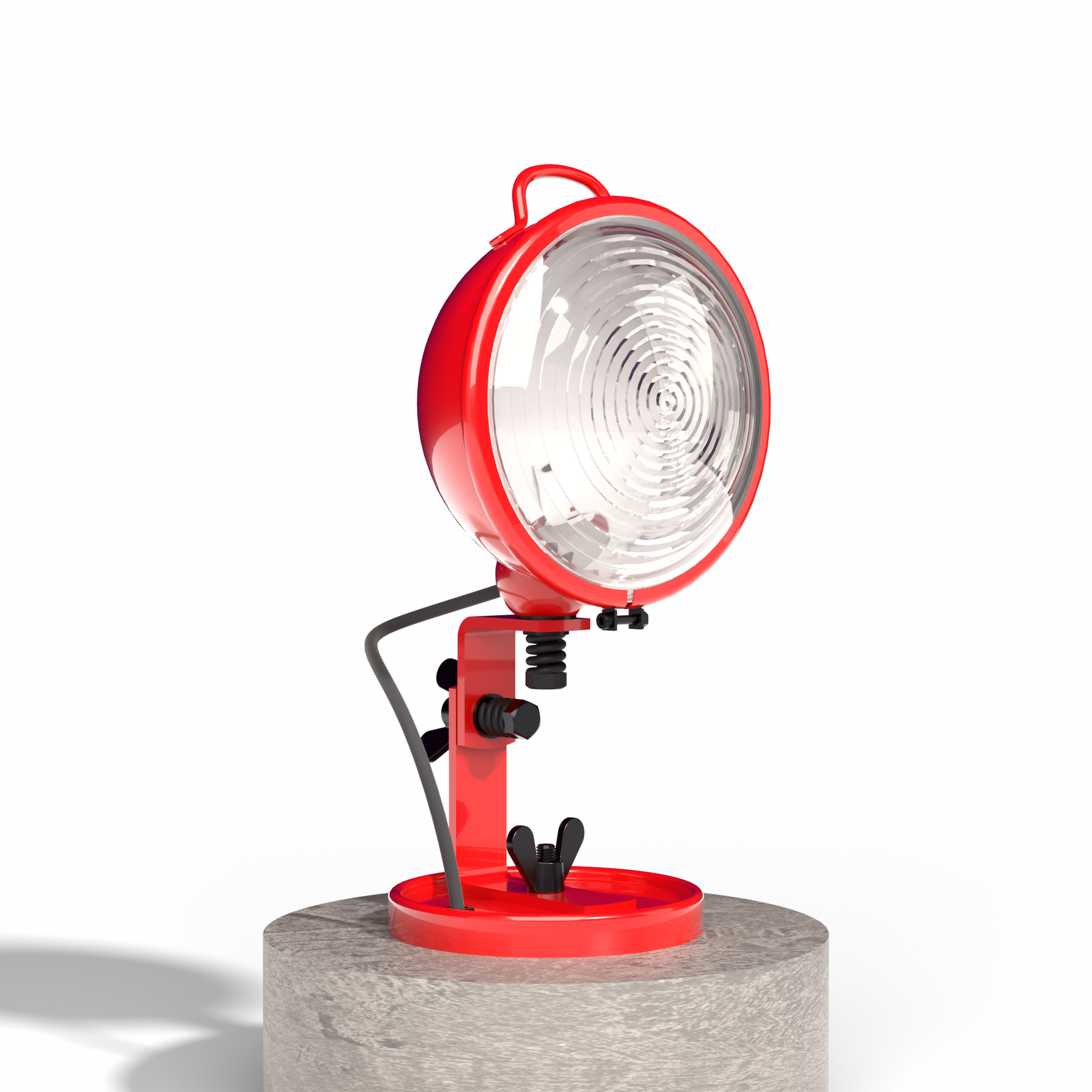 Lampe Jeep rouge version table, vue trois-quarts — design Cesare Leonardi & Franca Stagi | Antifer