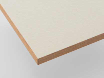 Tabletop Kvadrat Really detail chant cream — recycled cotton on solid oak, circular textile | Antifer
