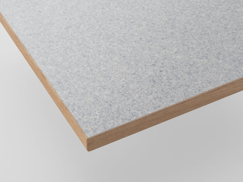 Tabletop Kvadrat Really detail chant grey — recycled cotton on solid oak, circular textile | Antifer
