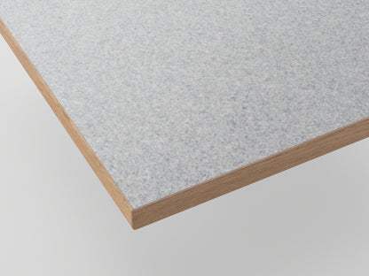 Tabletop Kvadrat Really detail chant grey — recycled cotton on solid oak, circular textile | Antifer