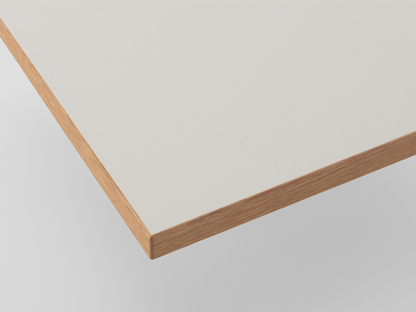 Tabletop Kvadrat Really detail chant white — recycled cotton on solid oak, circular textile | Antifer
