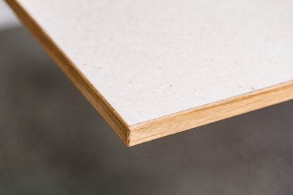 Tabletop Kvadrat Really overall view — textile coton circular on solid oak | Antifer