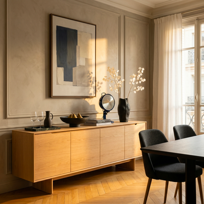 Lampe Jeep bleu aluminium en salon parisien — design Cesare Leonardi & Franca Stagi | Antifer