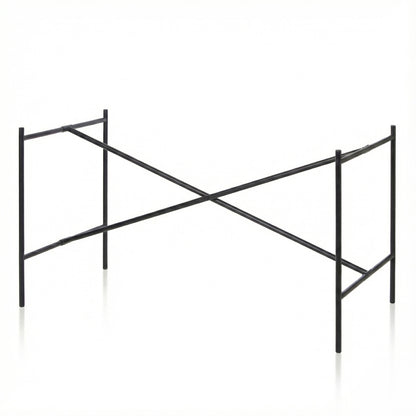 Piétement de table E2 classique type architecte en acier couleur noire. Vue 3 4