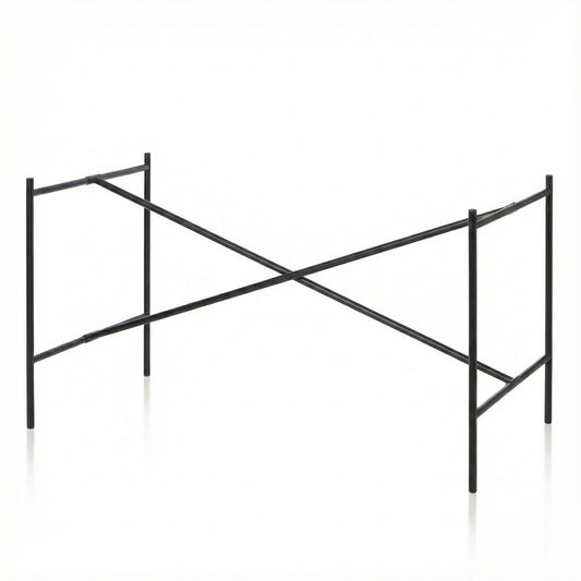 Piétement de table E2 classique type architecte en acier couleur noire. Vue 3 4