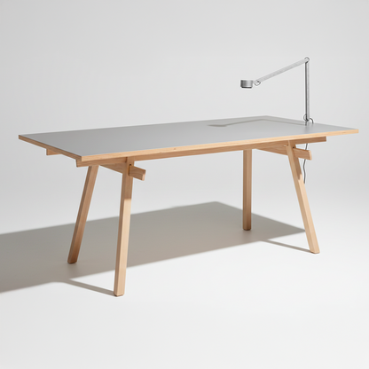 Base tréteaux Stand frêne massif — catalog view face — Antifer