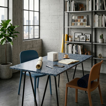 Tabletop Ostrea anthracite studio — marine terrazzo of recycled seashells, durable furniture | Antifer