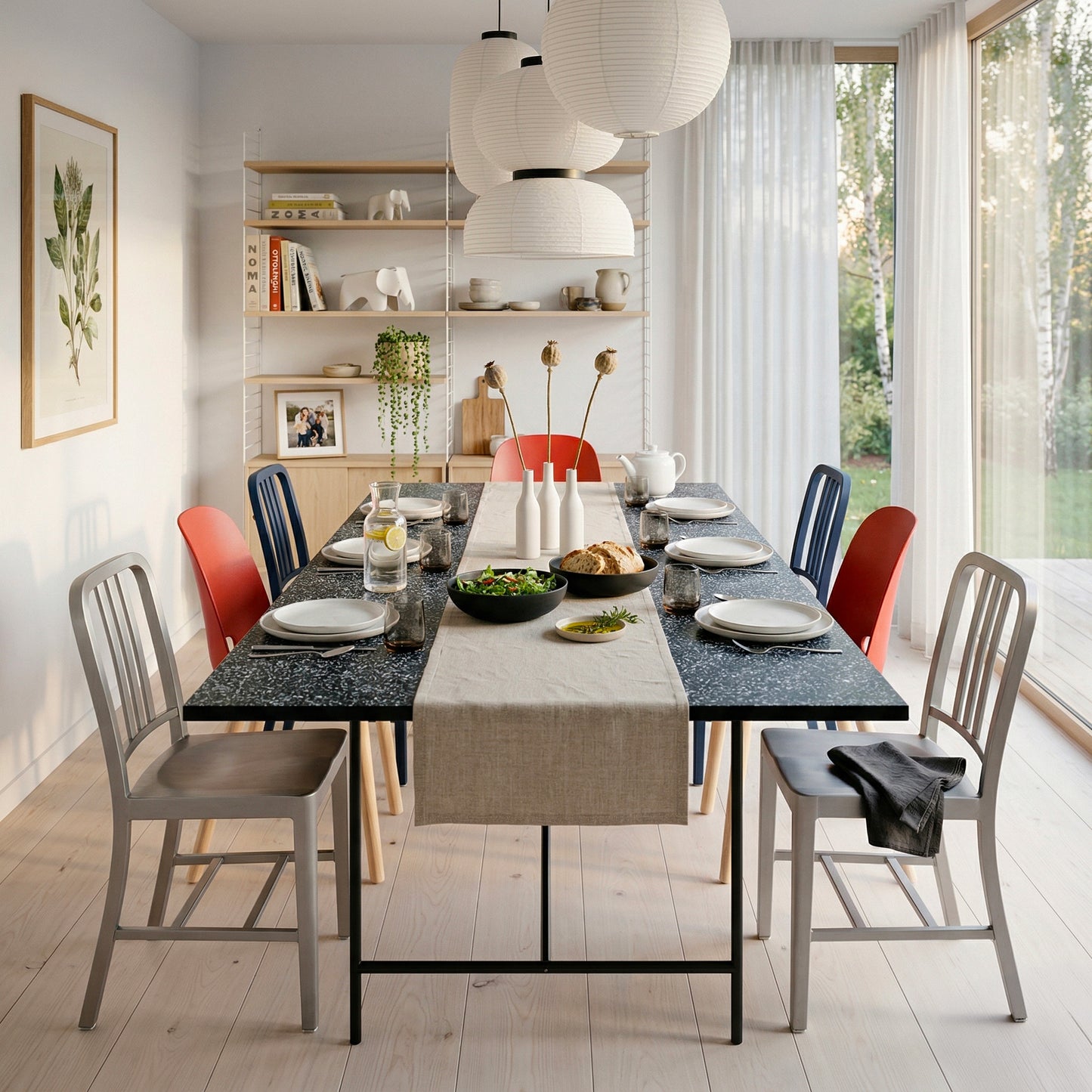 Tabletop Ostrea anthracite in living room brunch — marine terrazzo of recycled seashells | Antifer
