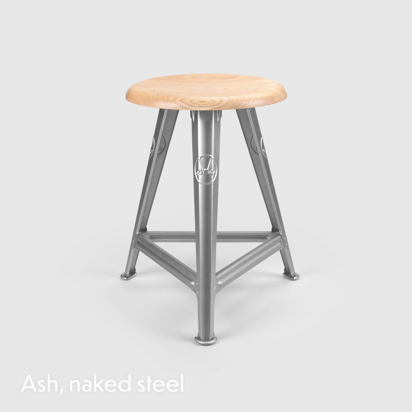 Stool Rowac Schemel 50 cm vue 3 — steel riveté wood — industrial | Antifer