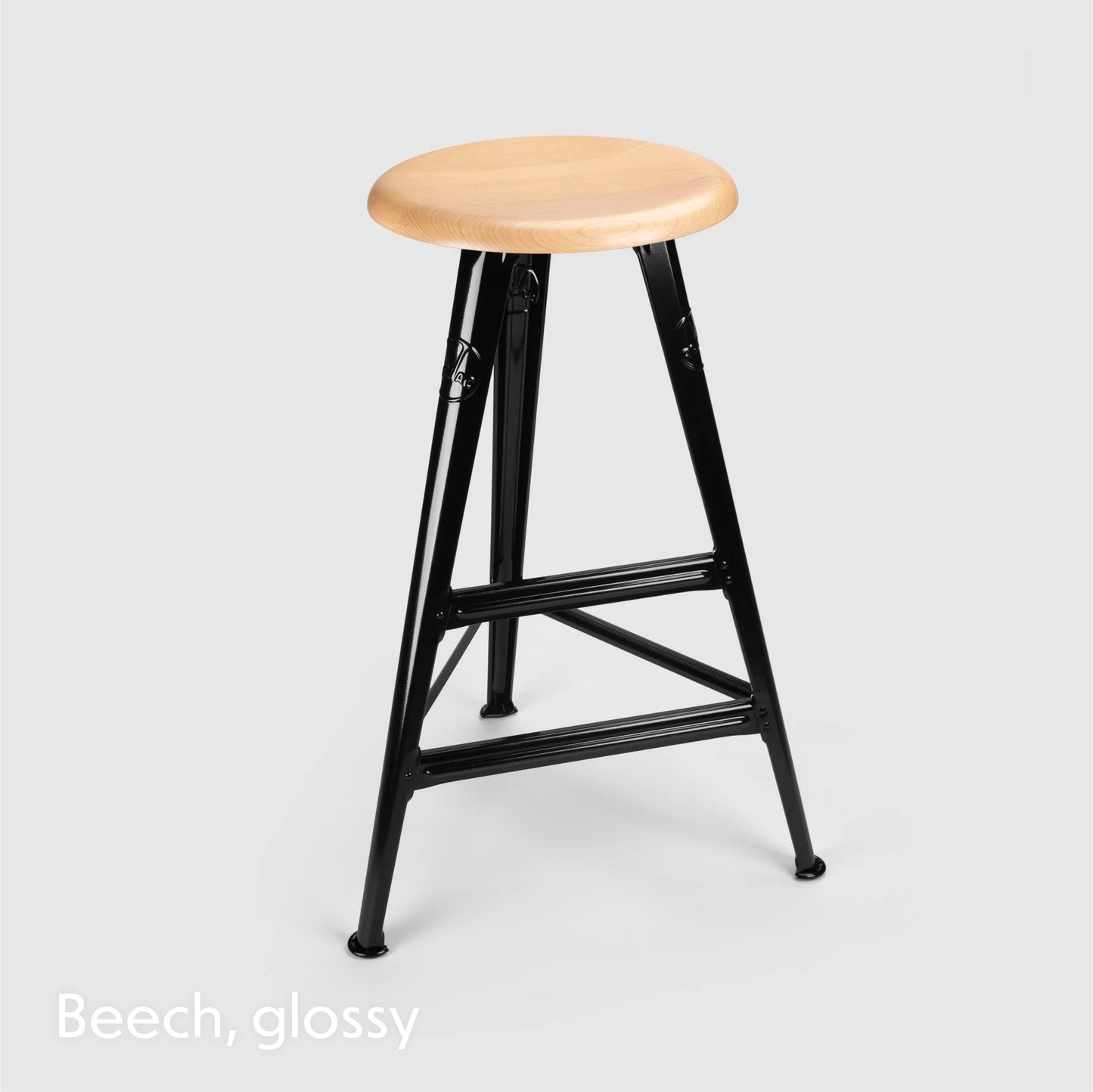High stool Rowac Schemel 75 cm black brillant seat hêtre — vue alternative — Antifer