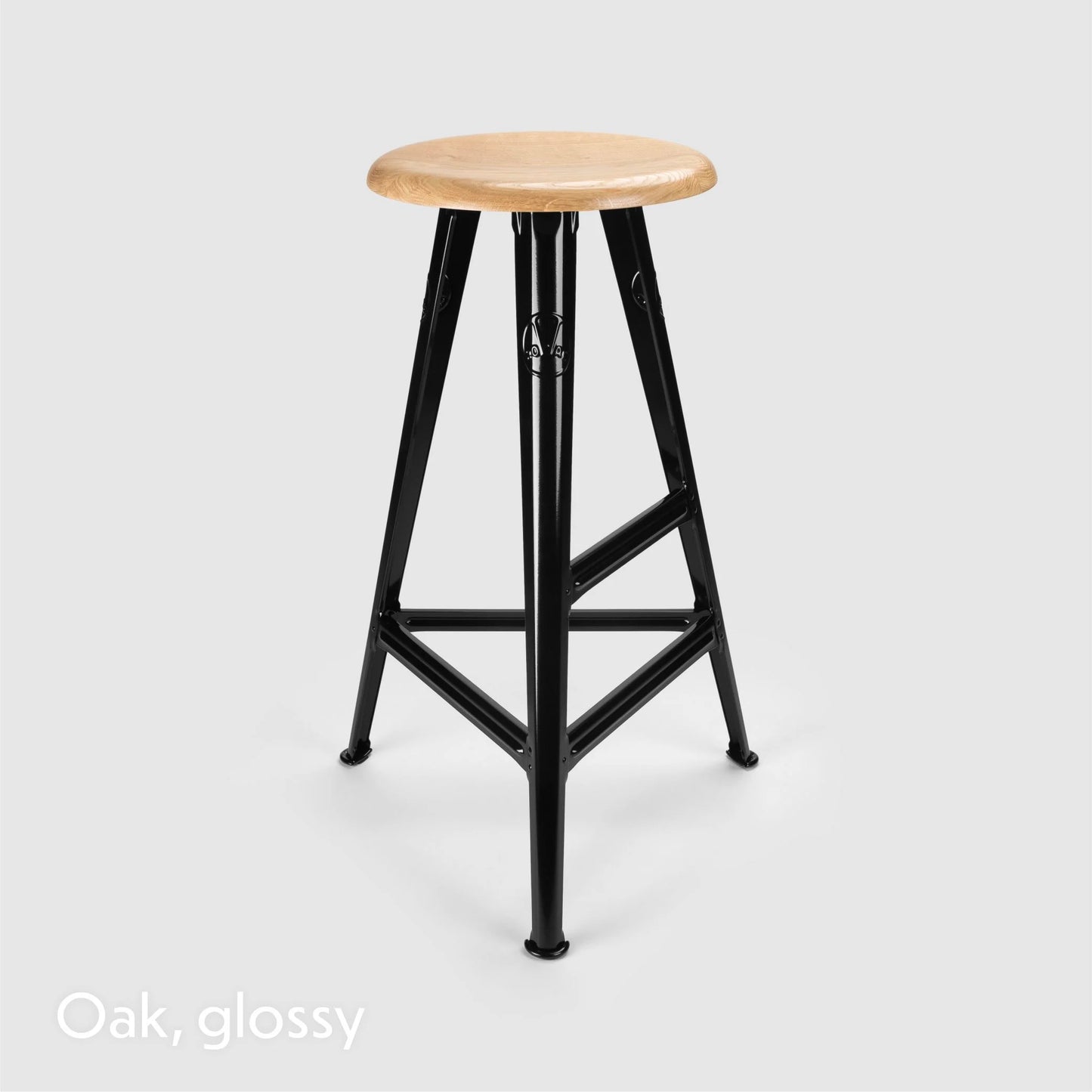 High stool Rowac Schemel 75 cm black brillant seat chêne — catalog view — Antifer