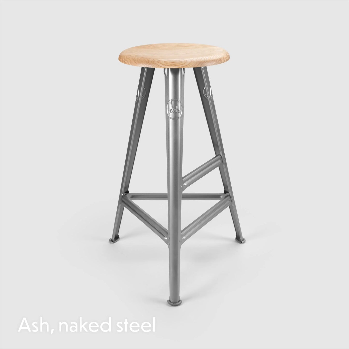 High stool Rowac Schemel 75 cm steel nu seat frêne — catalog view — Antifer