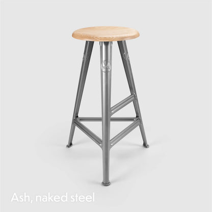 High stool Rowac Schemel 75 cm steel nu seat frêne — catalog view — Antifer